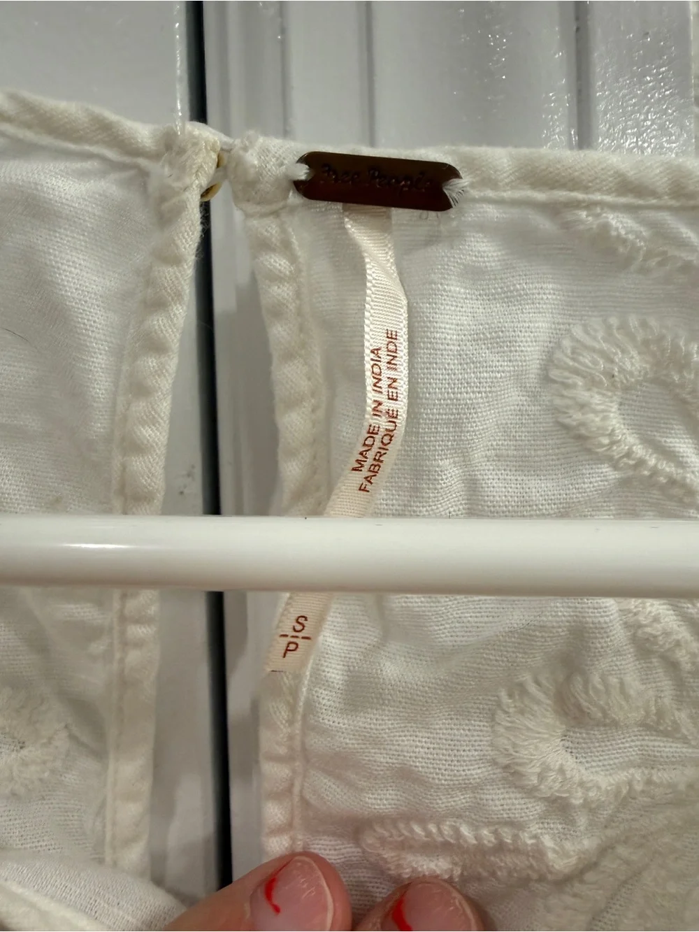 Free People White Eyelet Cropped Peasant Blouse